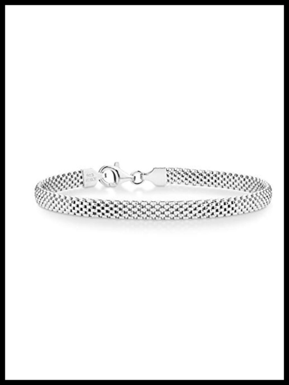 Italian 925 Sterling Silver 5mm Mesh Bracelet for Women